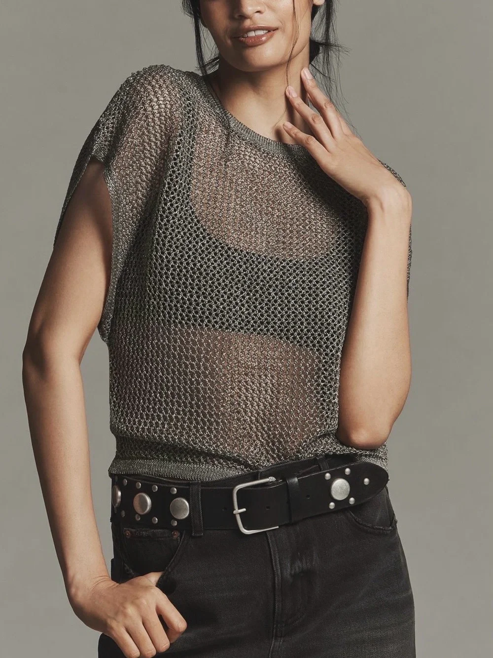 By Anthropologie Studded Wide Belt 3X